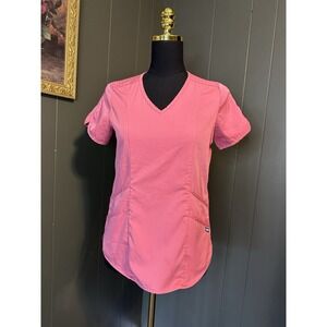 Adar Pro Mauve Pink Fitted V Neck Scrub Top‎ XS Extra Small